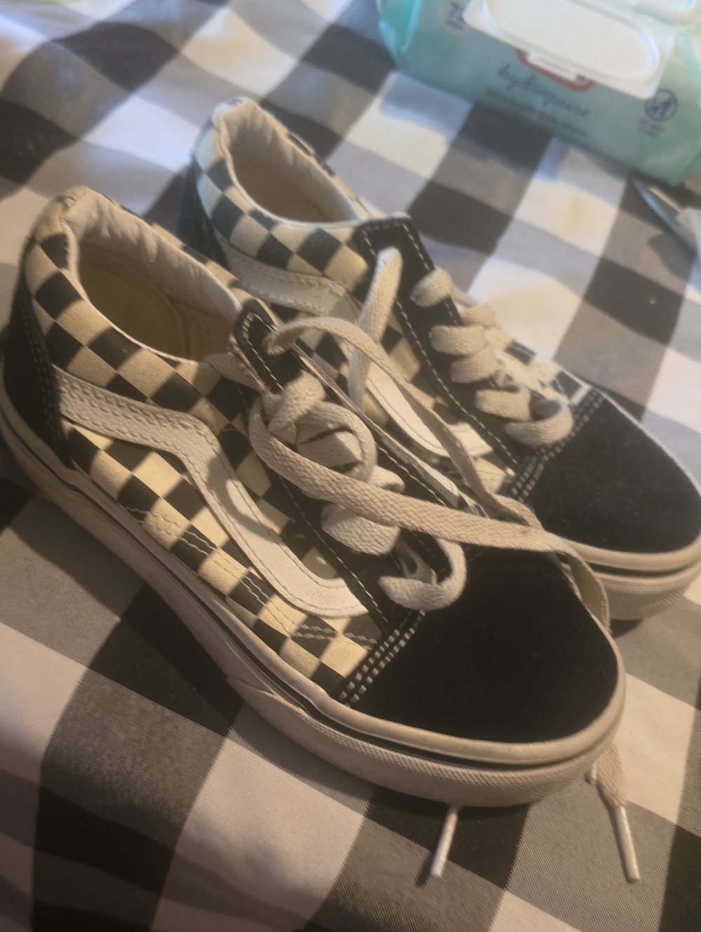 Vans Black and White Checkerboard Kids Sneakers